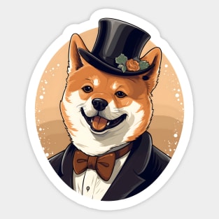 Shiba Inu with Top Hat Sticker